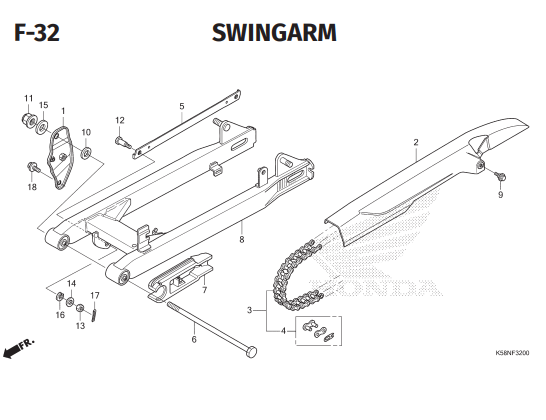 F32 – Swingarm – Katalog Honda Revo FI K03
