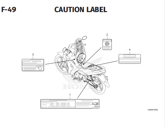 F49 – Caution Label – Katalog Honda Revo FI K03