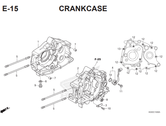 E15 – Crankcase – Katalog Honda Revo FI K03