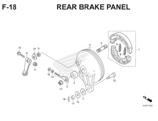 F18 – Rear Brake Panel – Katalog Honda Revo FI K03
