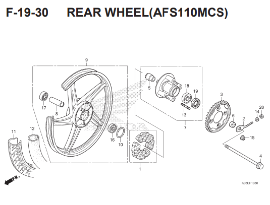 F19 – 30 Rear Wheel – Katalog Honda Revo FI K03