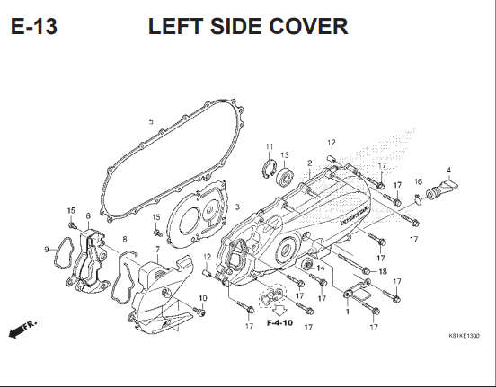 E-13 Left Side Cover – Katalog Honda BeAT Street eSP