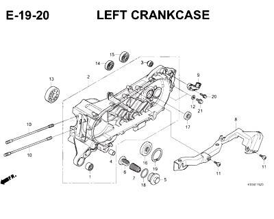 E19-20 – Left Crankcase – Katalog Honda Scoopy eSP K93