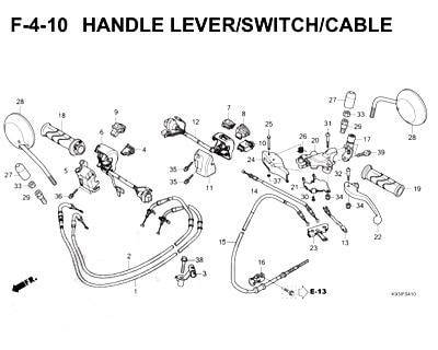 F4-10 – Handle Lever / Switch / Cable- Katalog Honda Scoopy eSP K93