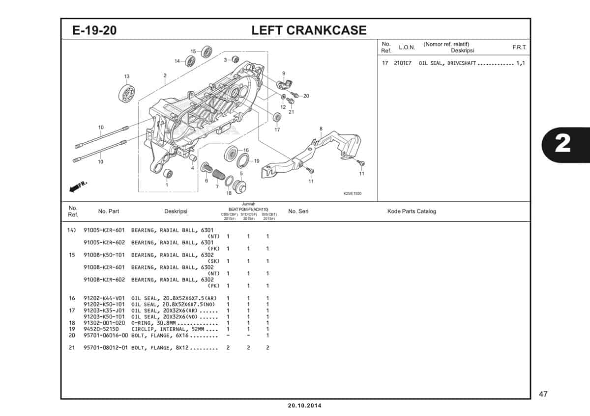  E19 20 1 Left Crankcase Katalog BeAT eSP K25