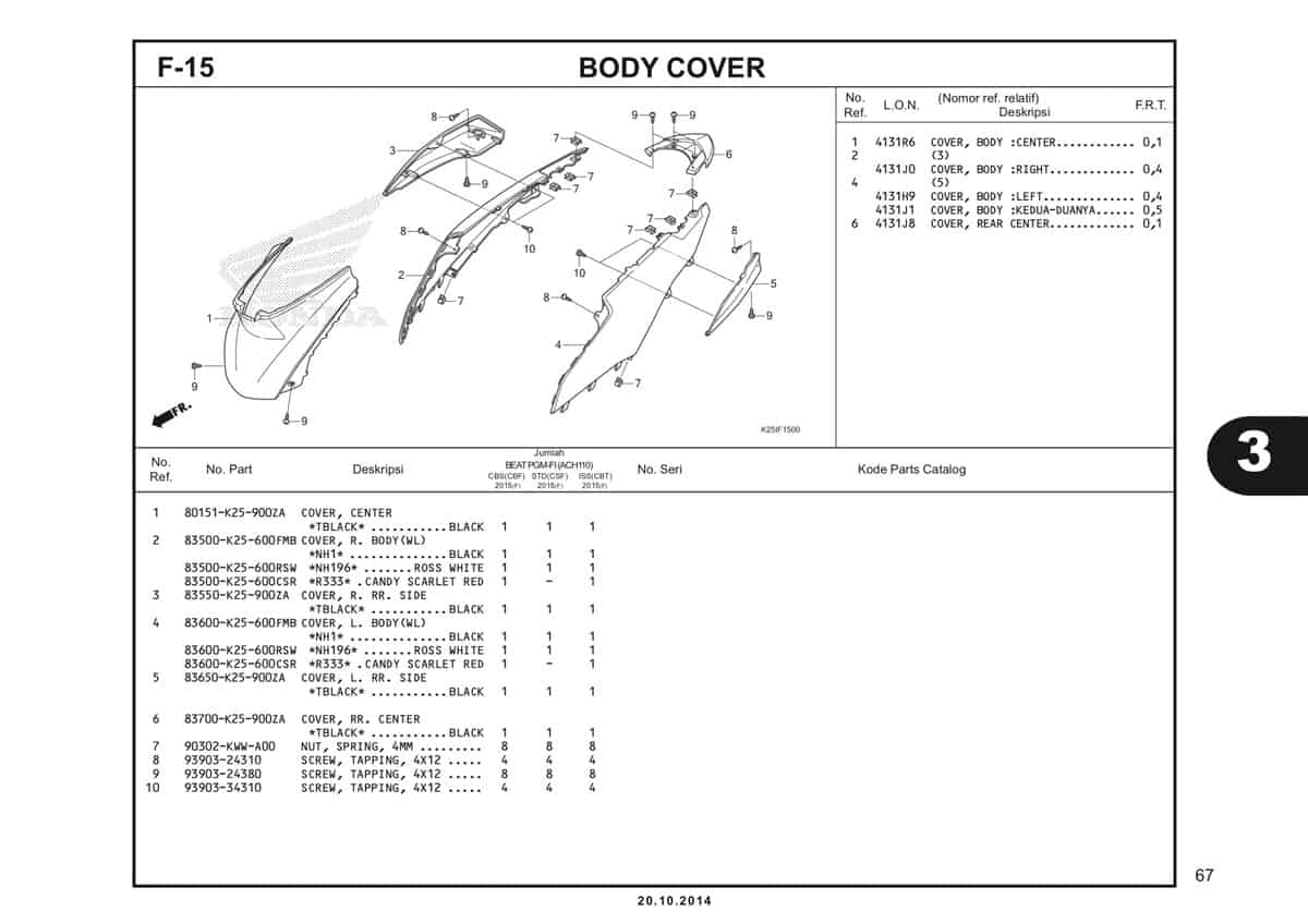 F 15 Body Cover Katalog BeAT eSP K25