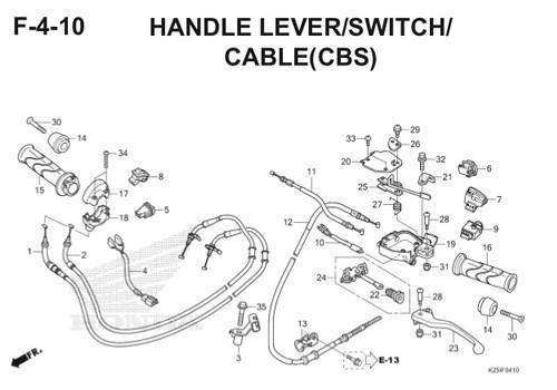 F 4 10 Handle Lever/Switch/Cable(CBS) BeAT eSP K25