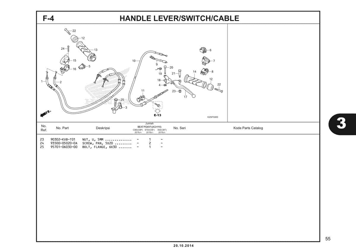 F4 Handle Lever/Switch/Cable BeAT eSP K25