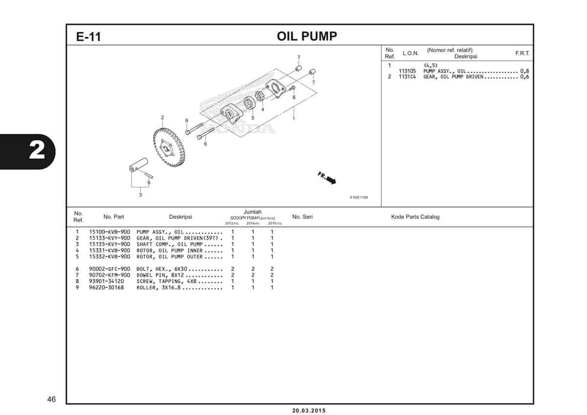 E-11 Oil Pump Katalog Scoopy eSP K16