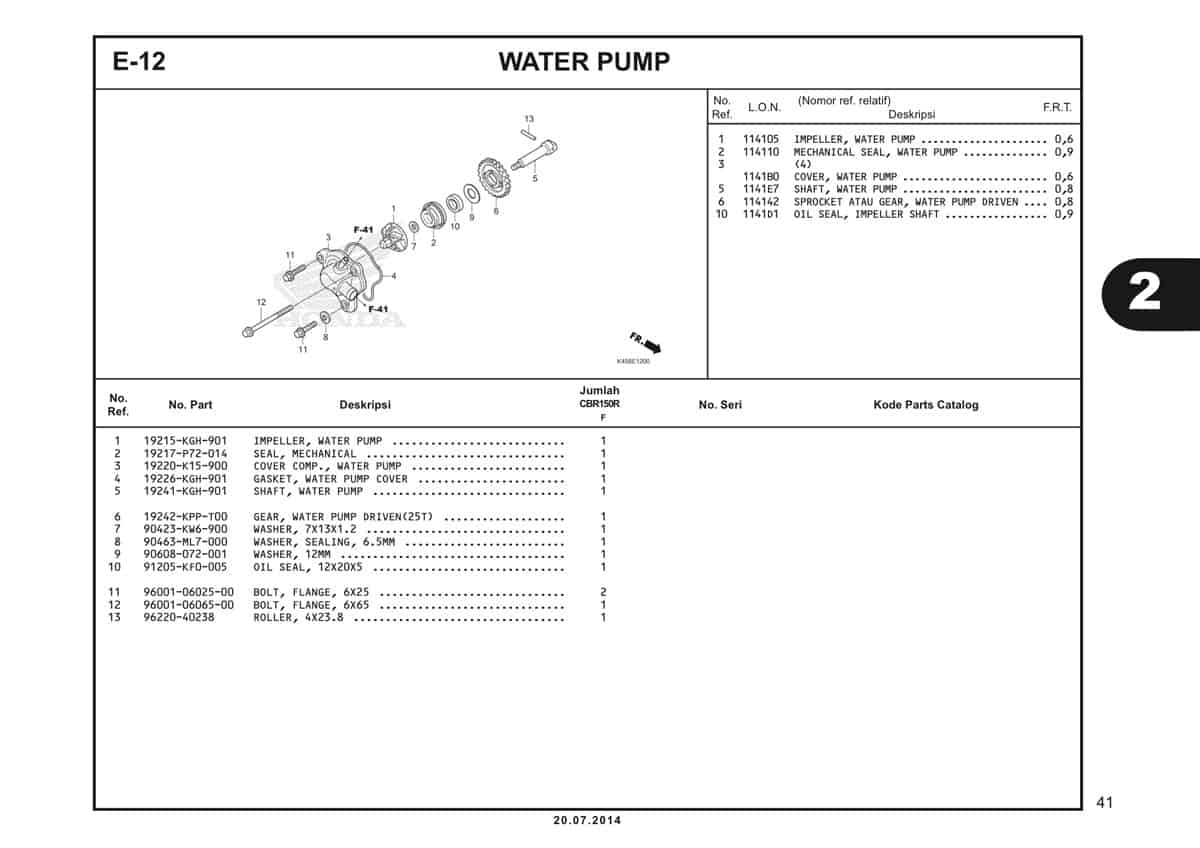 E-12 Water Pump Katalog CBR 150R K45A