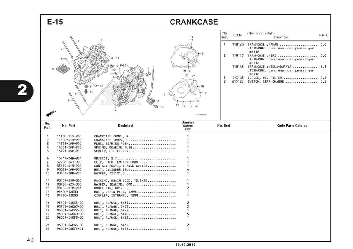 E-15 Crankcase Katalog CB150R StreetFire K15