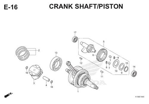 E16 – Crankshaft/Piston – Katalog Honda New CB150R StreetFire K15