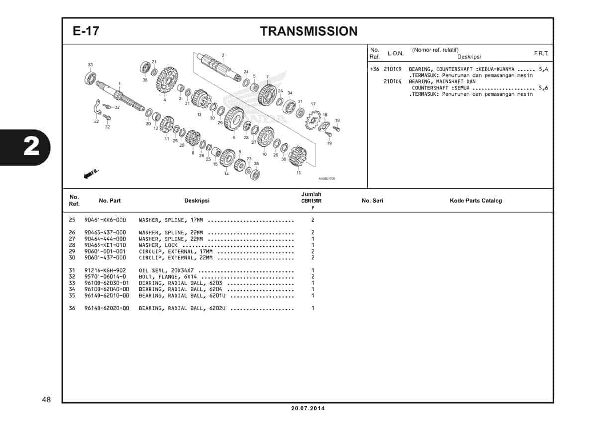 E-17 Transmission Katalog CBR 150R K45A