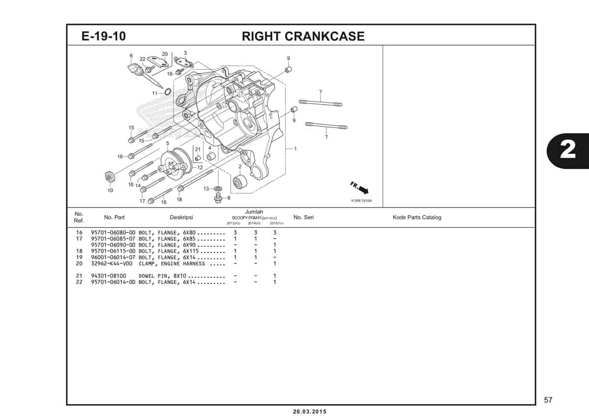 E-19-10 Right Crankcase Katalog Scoopy eSP K16