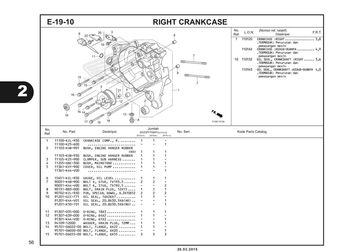 E-19-10 Right Crankcase Katalog Scoopy eSP K16