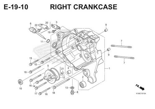 E-19-10 Right Crankcase Scoopy eSP K16