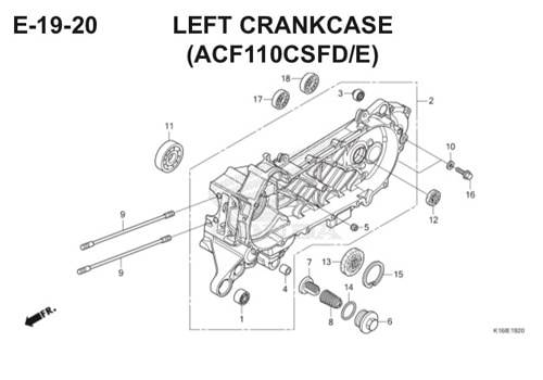 E-19-20 Left Crankcase (ACF110CSFD/E) Scoopy eSP K16