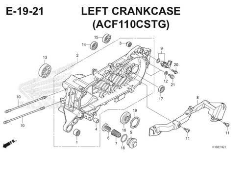 E-19-21 Left Crankcase (ACF110CSTG) Scoopy eSP K16