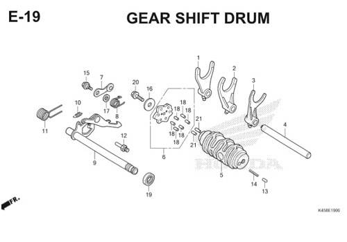 E19 – Gearshift Drum – Katalog Honda CBR 150R K45A