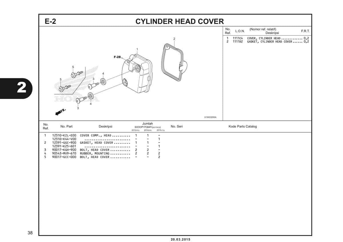 E-2 Cylinder Head Cover Katalog Scoopy eSP K16