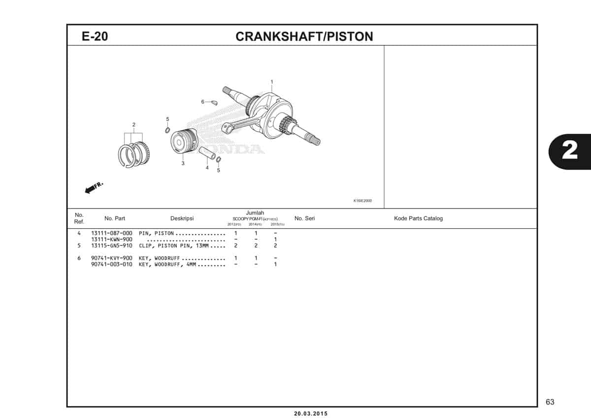 E-20 Crankshaft/Piston Katalog Scoopy eSP K16