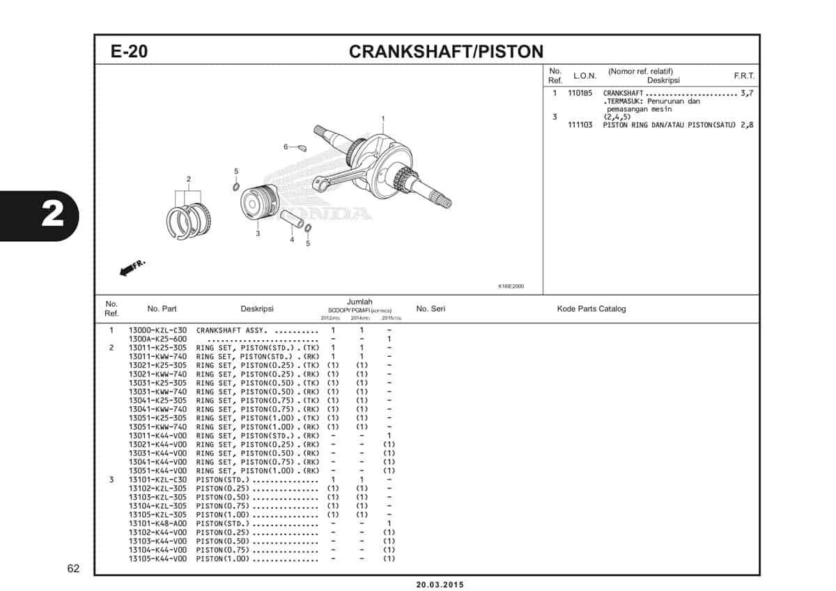 E-20 Crankshaft/Piston Katalog Scoopy eSP K16