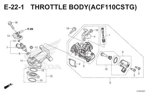 E-22-1 Throttle Body (ACF110CSTG) Scoopy eSP K16