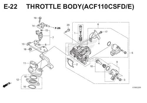 E-22 Throttle Body( ACF110CSFD/E) Scoopy eSP K16