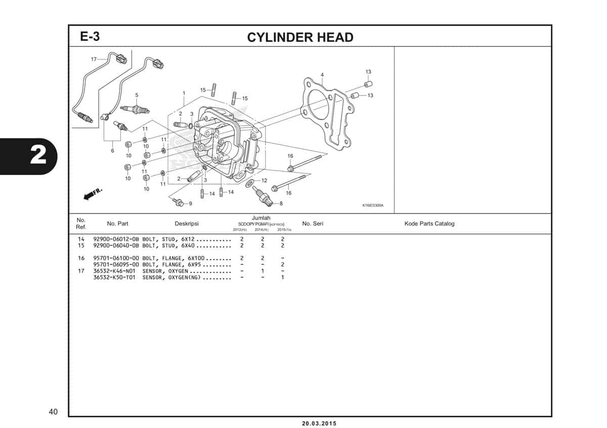 E-3 Cylinder Head Katalog Scoopy eSP K16