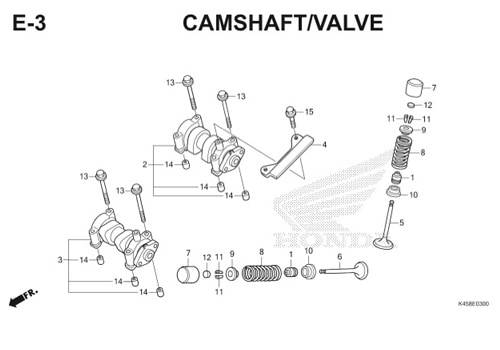 E3 – Camshaft / Valve – Katalog Honda CBR 150R K45A