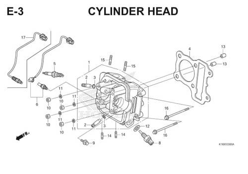 E3 – Cylinder Head – Katalog Honda Scoopy eSP K16