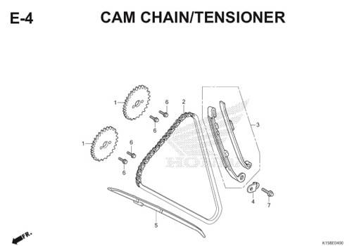 E4 – Cam Chain/Tensioner – Katalog Honda New CB150R StreetFire K15