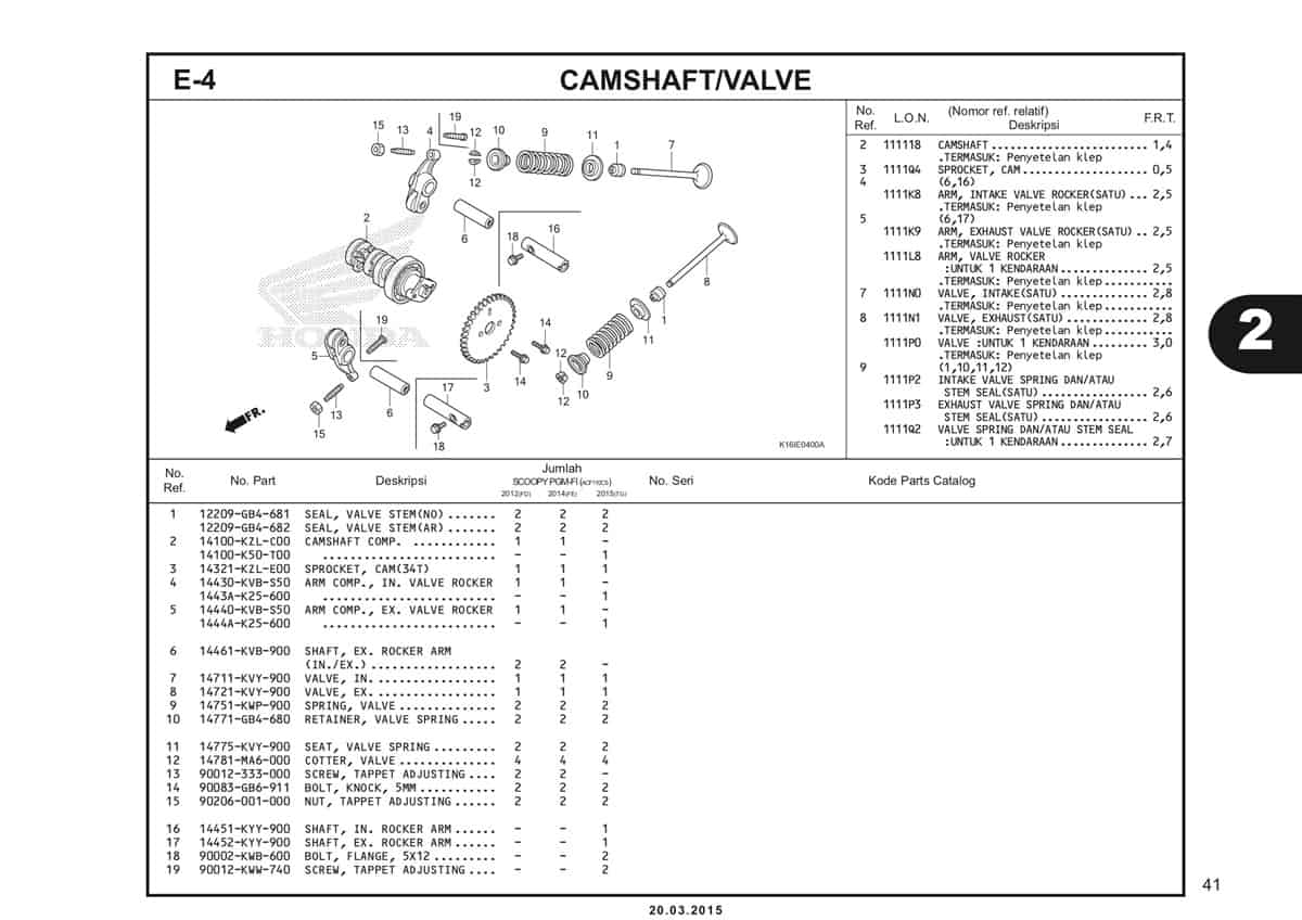 E-4 Camshaft Valve Katalog Scoopy eSP K16