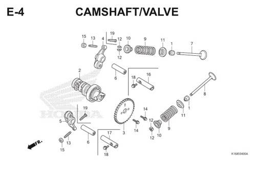 E4 – Camshaft / Valve – Katalog Honda Scoopy eSP K16