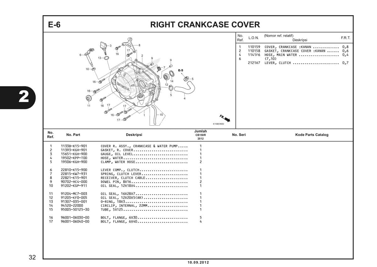 E-6 Right Crankcase Cover Katalog CB150R StreetFire K15