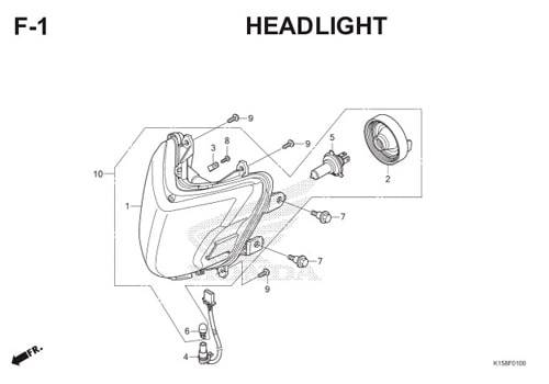 F-1 Headlight CB150R StreetFire K15