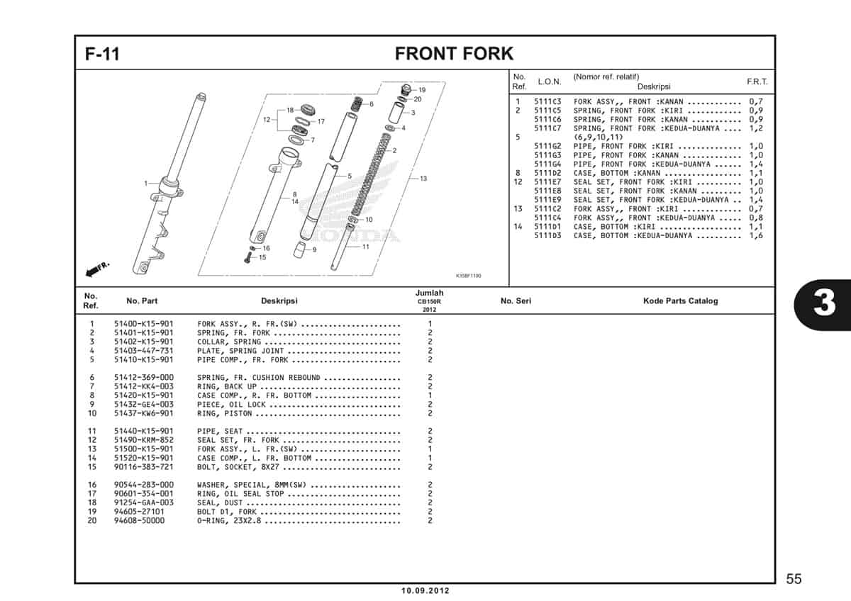 F-11 Front Fork Katalog CB150R StreetFire K15