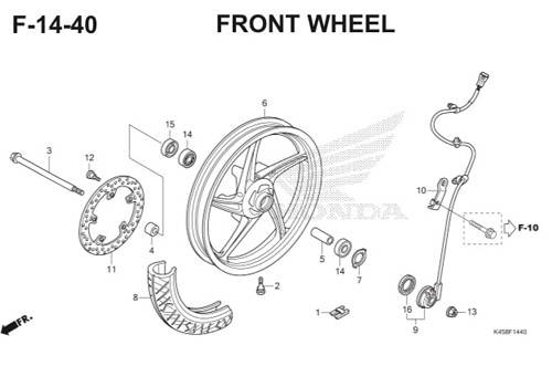 F14-40 – Front Wheel – Katalog Honda CBR 150R K45A