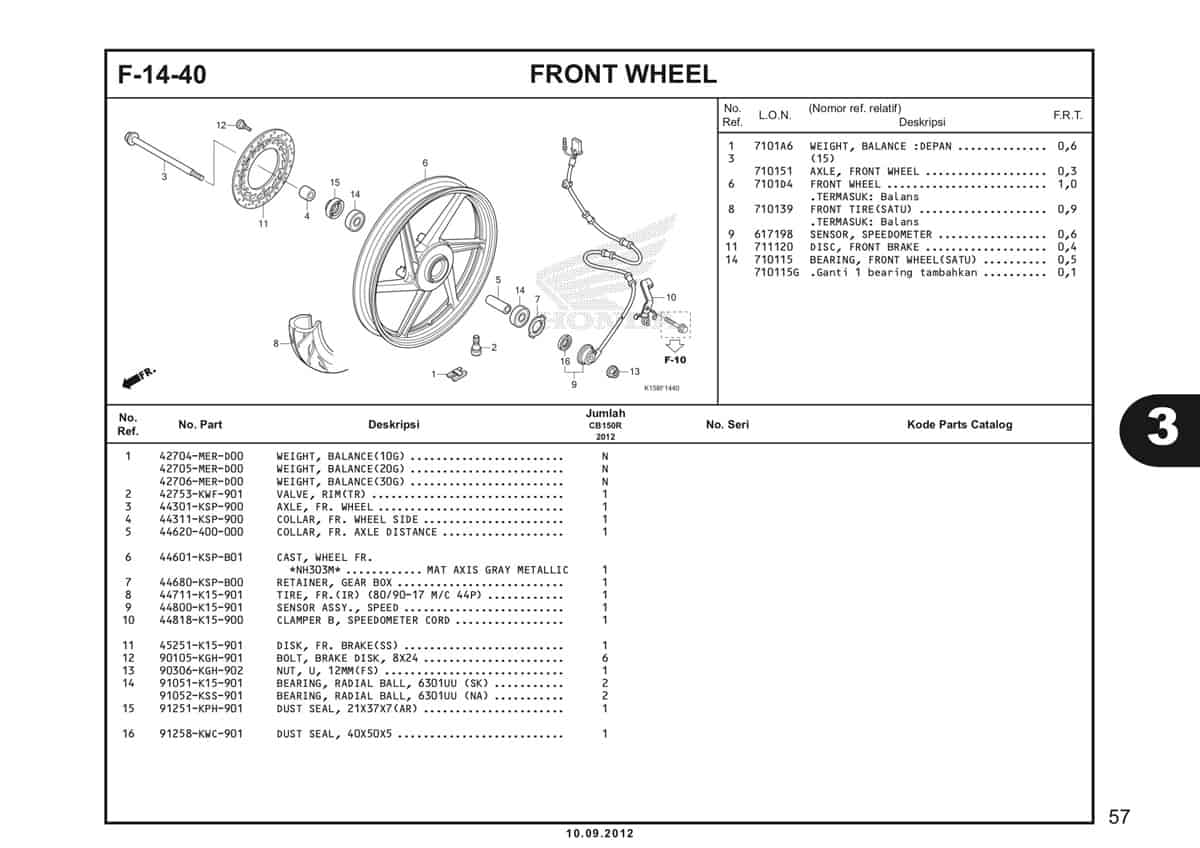 F-14-40 Front Wheel Katalog CB150R StreetFire K15