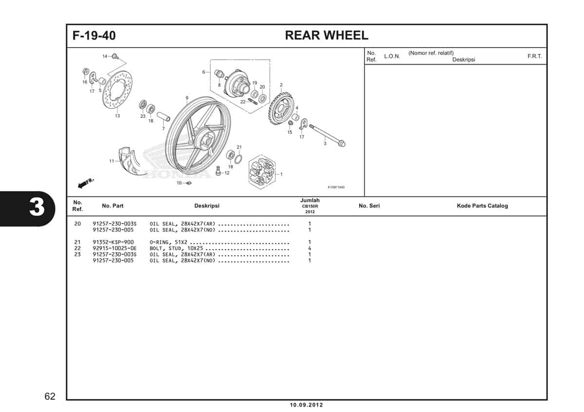 F-19-40 Rear Wheel Katalog CB150R StreetFire K15