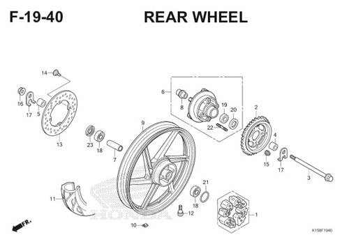 F19 – 40 – Rear Wheel – Katalog Honda New CB150R StreetFire K15