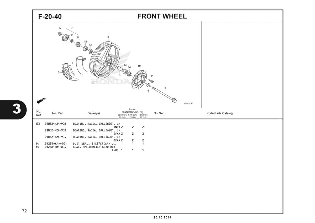 F 20 40 Front Wheel Katalog BeAT eSP K25