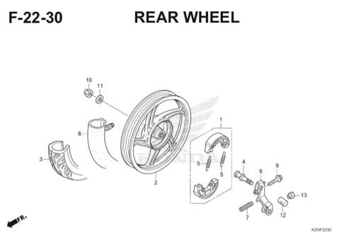 F22 – 30 – Rear Wheel – Katalog Honda BeAT eSP K25