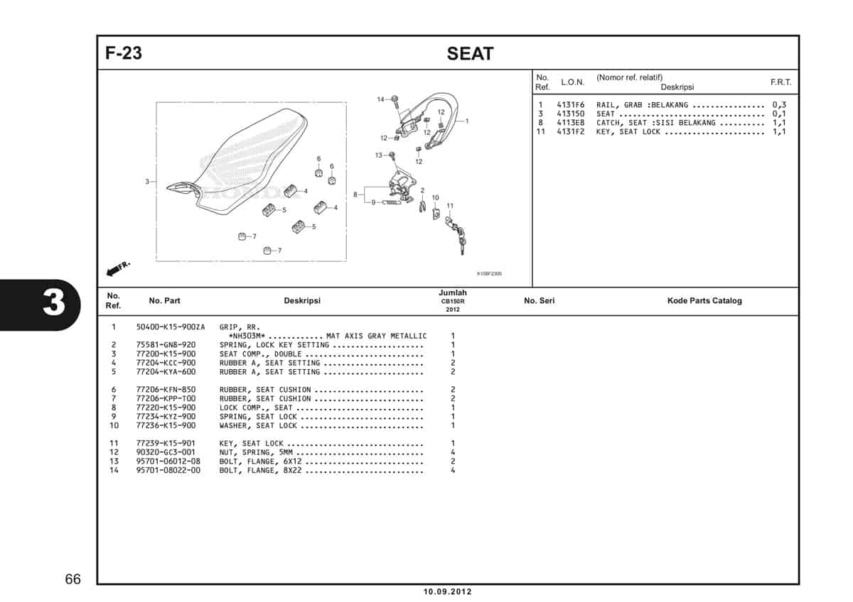 F-23 Seat Katalog CB150R StreetFire K15