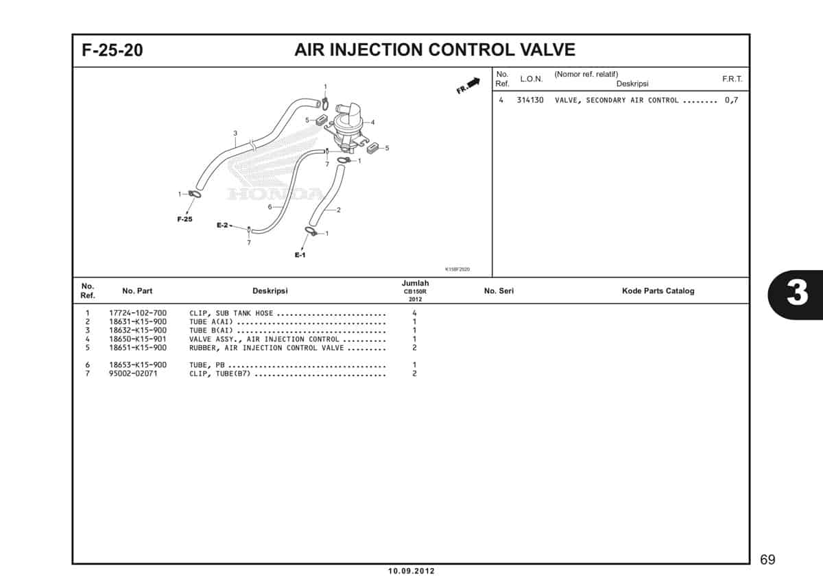 F-25-20 Air Injection Control Valve Katalog CB150R StreetFire K15