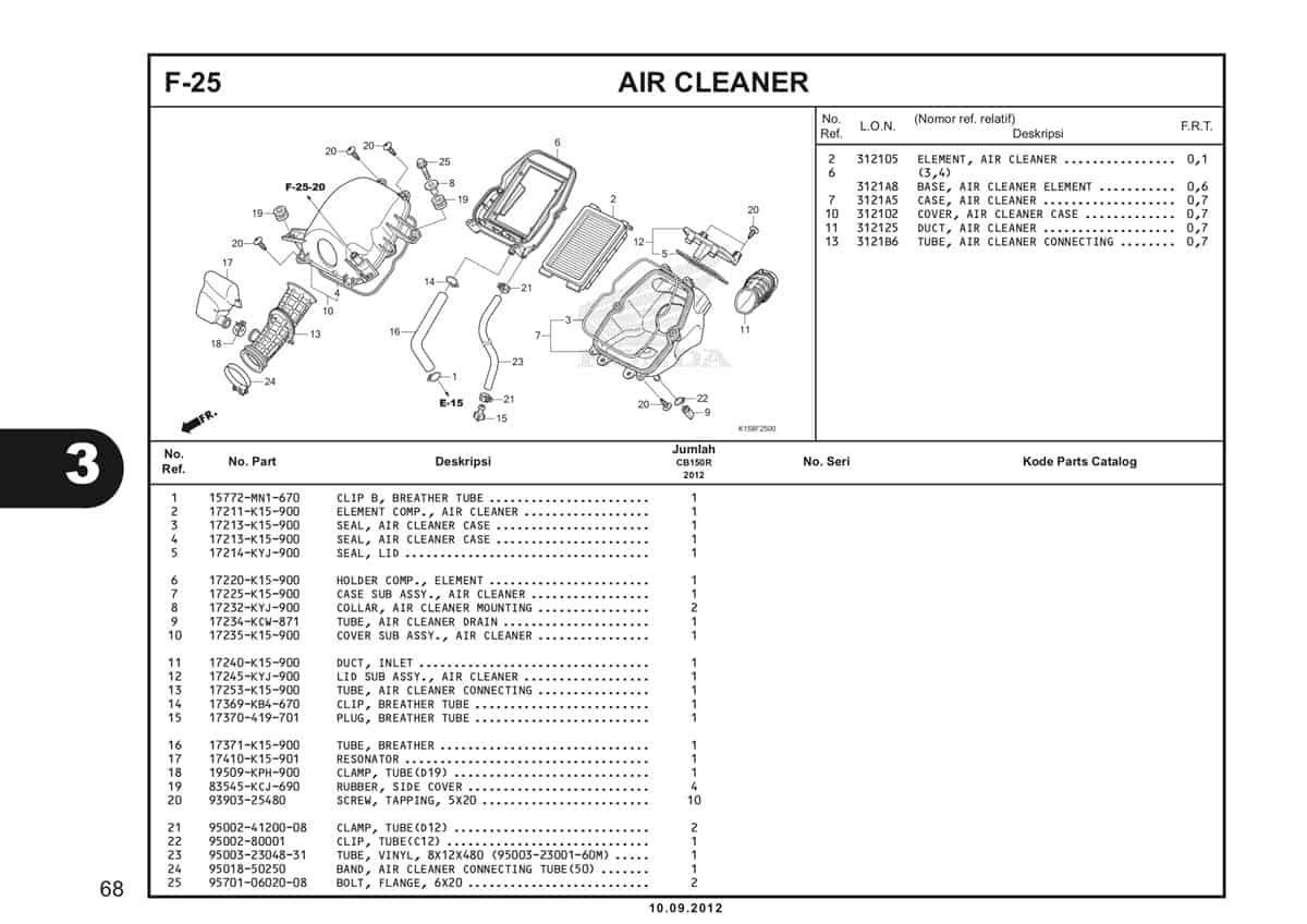 F-25 Air Cleaner Katalog CB150R StreetFire K15