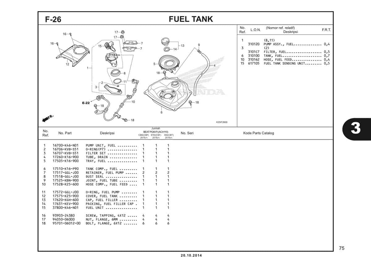 F 26 Fuel Tank Katalog BeAT eSP K25