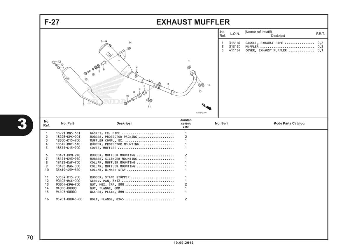 F-27 Exhaust Muffler Katalog CB150R StreetFire K15