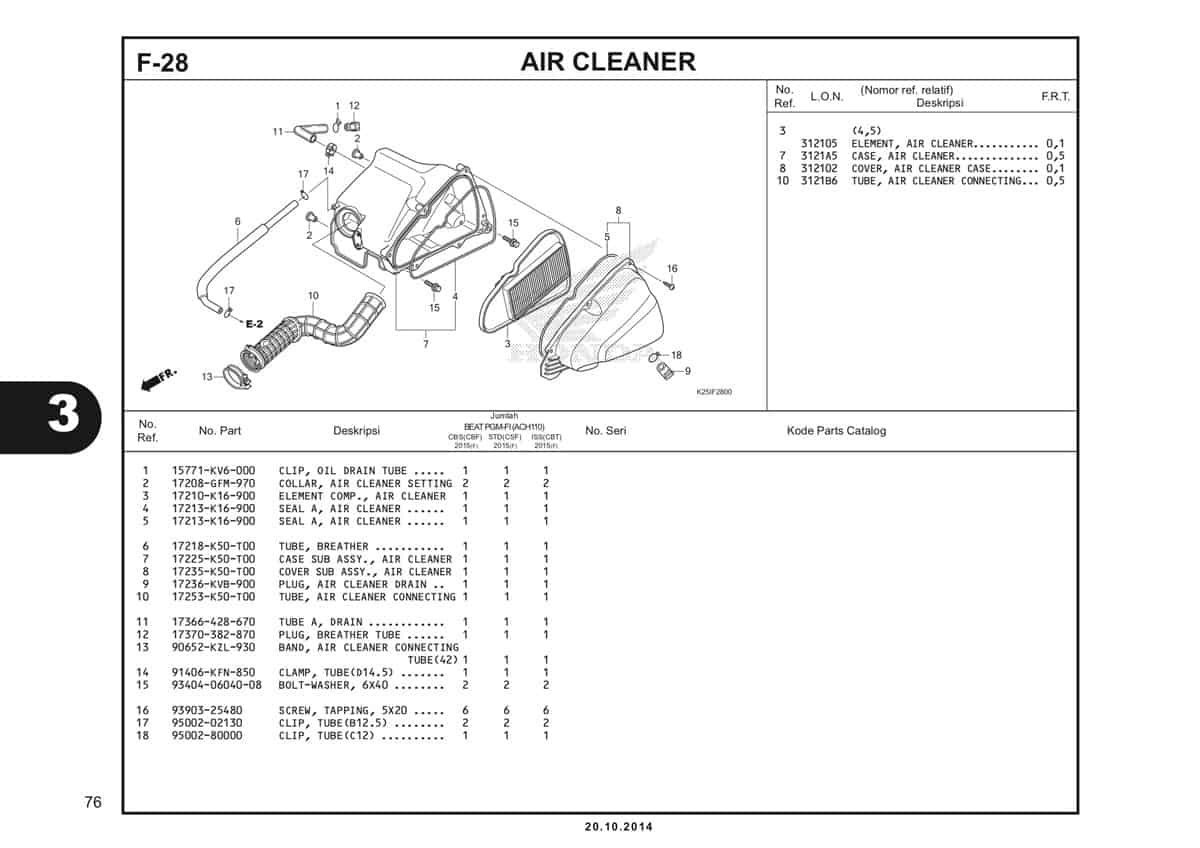 F 28 Air Cleaner Katalog BeAT eSP K25