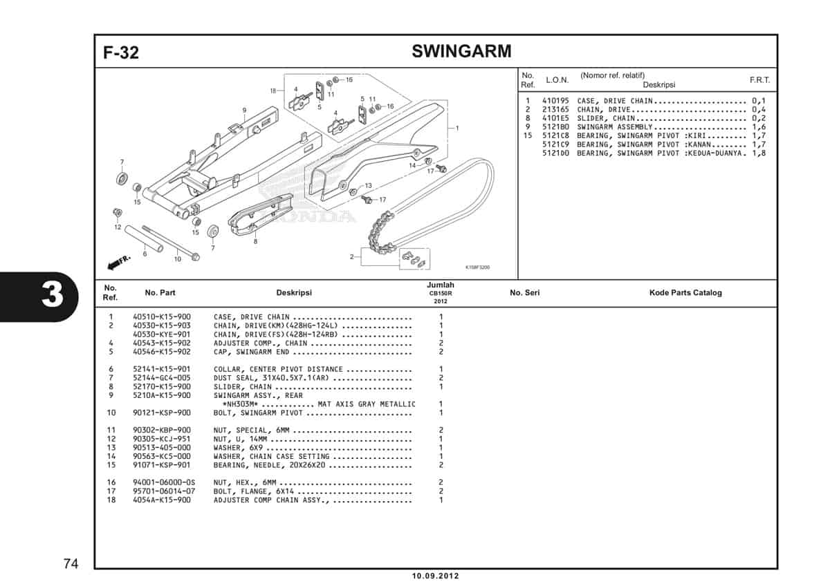 F-32 Swingarm Katalog CB150R StreetFire K15